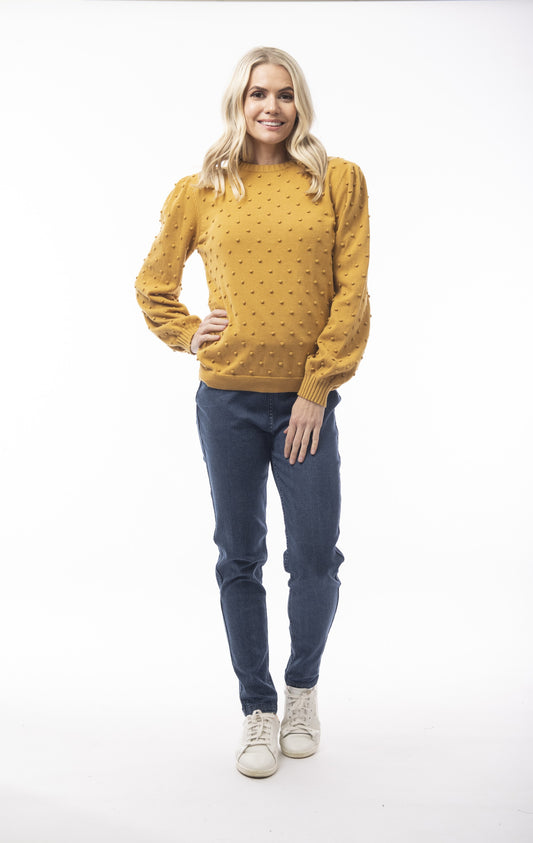 Orientique Knit Bobble Jumper - Lemonite