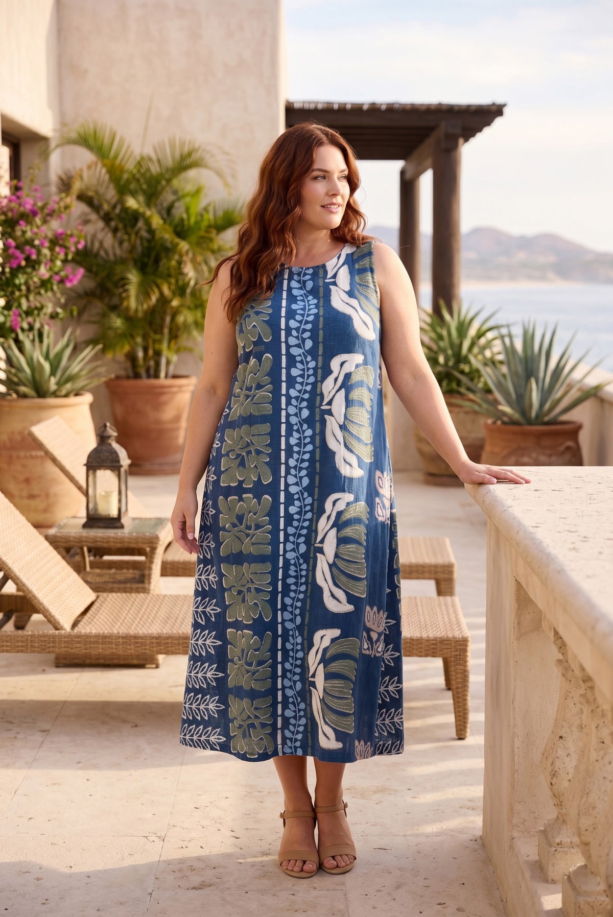 Orientique Dress Midi Sleeveless