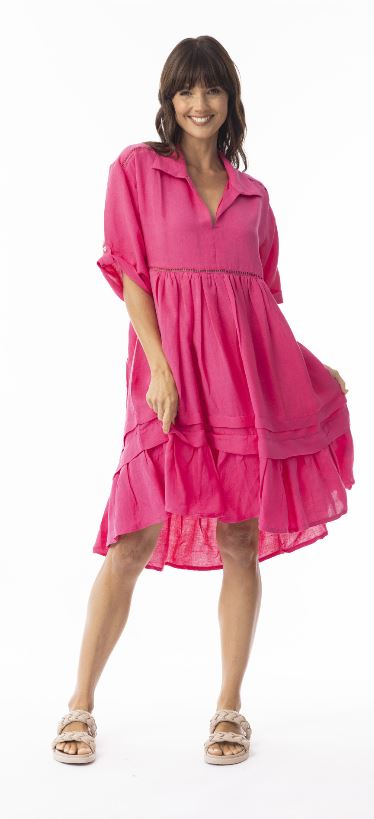 Orientique Linen Solid Dress layers 3/4