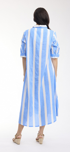 Orientique Stripe Long Button through Dress