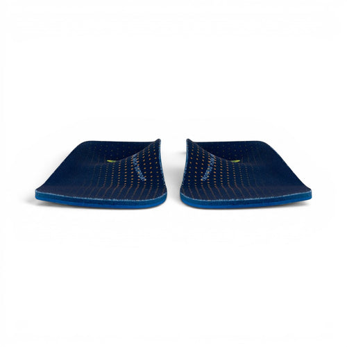 The Happy Shoe Shop Archline Active Orthotics insoles in dark blue with yellow dot pattern and arch support text.