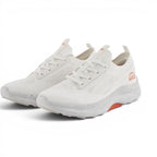 The Happy Shoe Shop Arco2 white lace-up walking shoes with breathable mesh upper and speckled cushioned sole.