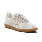 The Happy Shoe Shop Woolloomooloo Engadine sneaker in cream Merino wool knit with a gum rubber sole.
