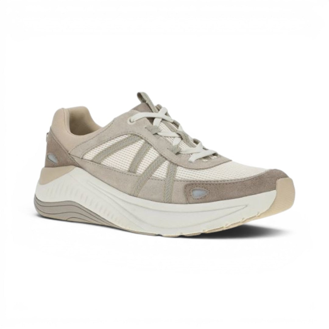 The Happy Shoe Shop Dansko Poppy beige leather and mesh walking sneaker with supportive EVA platform sole
