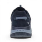 The Happy Shoe Shop Dansko Poppy navy leather and mesh walking sneaker, rear view showing supportive EVA sole
