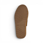 The Happy Shoe Shop Emu Australia Flexicare Slipper, brown suede with sheepskin lining and flexible sole.