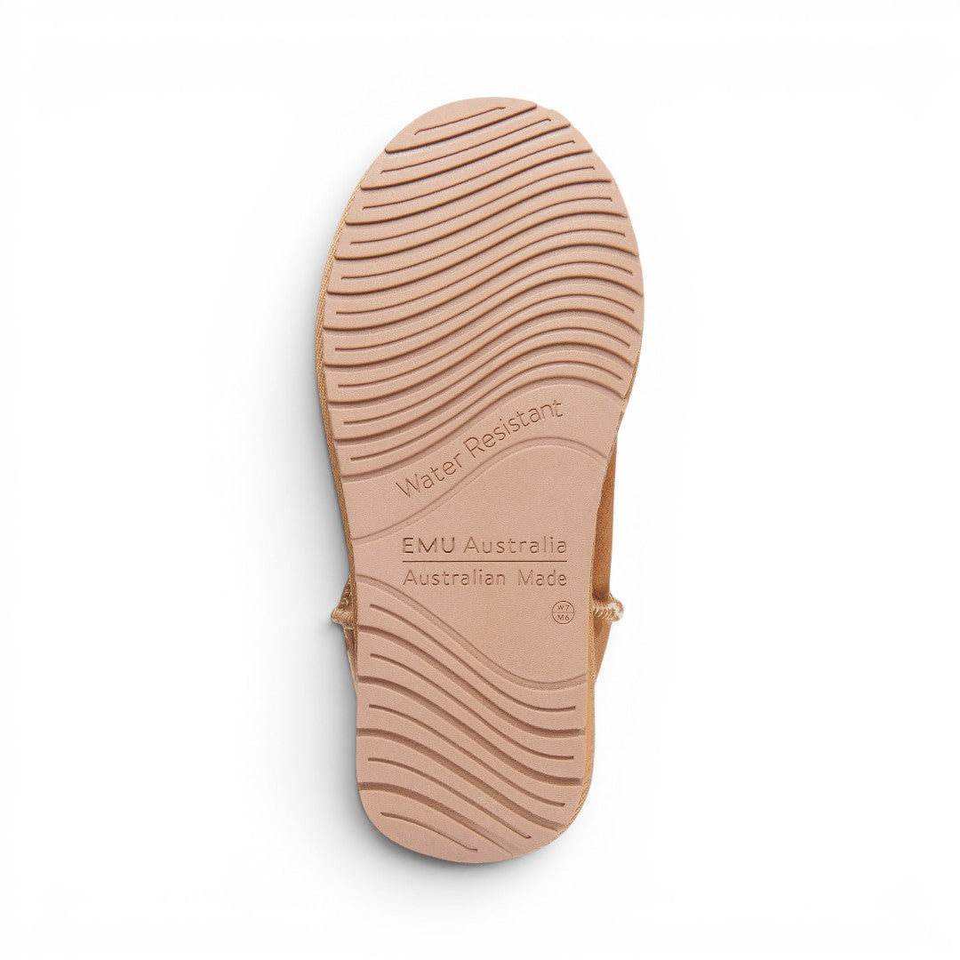 The Happy Shoe Shop Emu Australia Platinum Stinger Lo sheepskin boot sole, tan, water resistant, Australian Made.