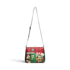 The Happy Shoe Shop Vendula London Farmhouse Pantry Alice bag with red and green vegan leather shopfront design.