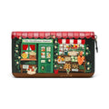 The Happy Shoe Shop Vendula London Farmhouse Pantry vegan leather ziparound wallet with colourful shop front design.