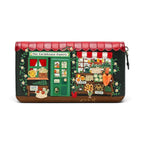 The Happy Shoe Shop Vendula London Farmhouse Pantry vegan leather ziparound wallet with colourful shop front design.