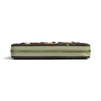 The Happy Shoe Shop Vendula London Flower Shop wallet side view showing the green zip closure and textured details.