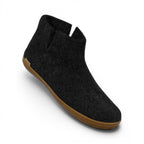 The Happy Shoe Shop Glerups The Boot, charcoal grey 100% wool felt ankle boot with natural rubber sole.