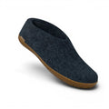 The Happy Shoe Shop Glerups The Shoe dark blue wool slipper with natural rubber sole.