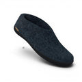 The Happy Shoe Shop Glerups The Shoe dark grey wool slipper with black rubber sole.