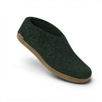 The Happy Shoe Shop Glerups The Shoe dark green wool slipper with natural leather sole.