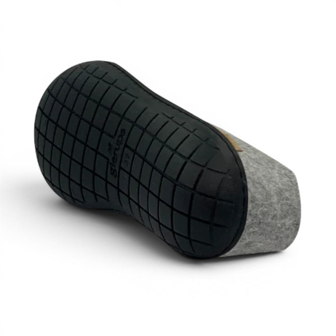 The Happy Shoe Shop Glerups The Shoe grey wool slipper with black rubber sole