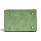 The Happy Shoe Shop Vendula London bag base in green vegan leather with four protective gold-tone metal studs