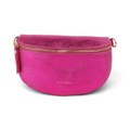 The Happy Shoe Shop MAISON FANLI metallic pink leather bum bag with gold-tone zipper and adjustable strap