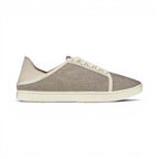 The Happy Shoe Shop Olukai Pehuea Li lace-up sneaker in Tapa Tapa textile with a versatile collapsible heel design.