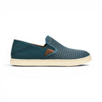 The Happy Shoe Shop Olukai Pehuea slip-on sneakers in stormy blue with a breathable mesh upper and cream rubber sole.