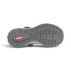 The Happy Shoe Shop Propet Mens Tour Knit FX grey sole with blue mesh upper detail.