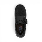The Happy Shoe Shop Propet Olivia Stretch Shoe in black, featuring a mesh upper, adjustable velcro strap, and comfortable interior.