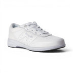 The Happy Shoe Shop Propet Washable Walker white leather sneakers with lace-up closure and SRC slip-resistant sole.