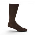 The Happy Shoe Shop Pussyfoot Non-Tight Health Socks in brown, made from bamboo, cotton, and spandex blend with a loose cuff.