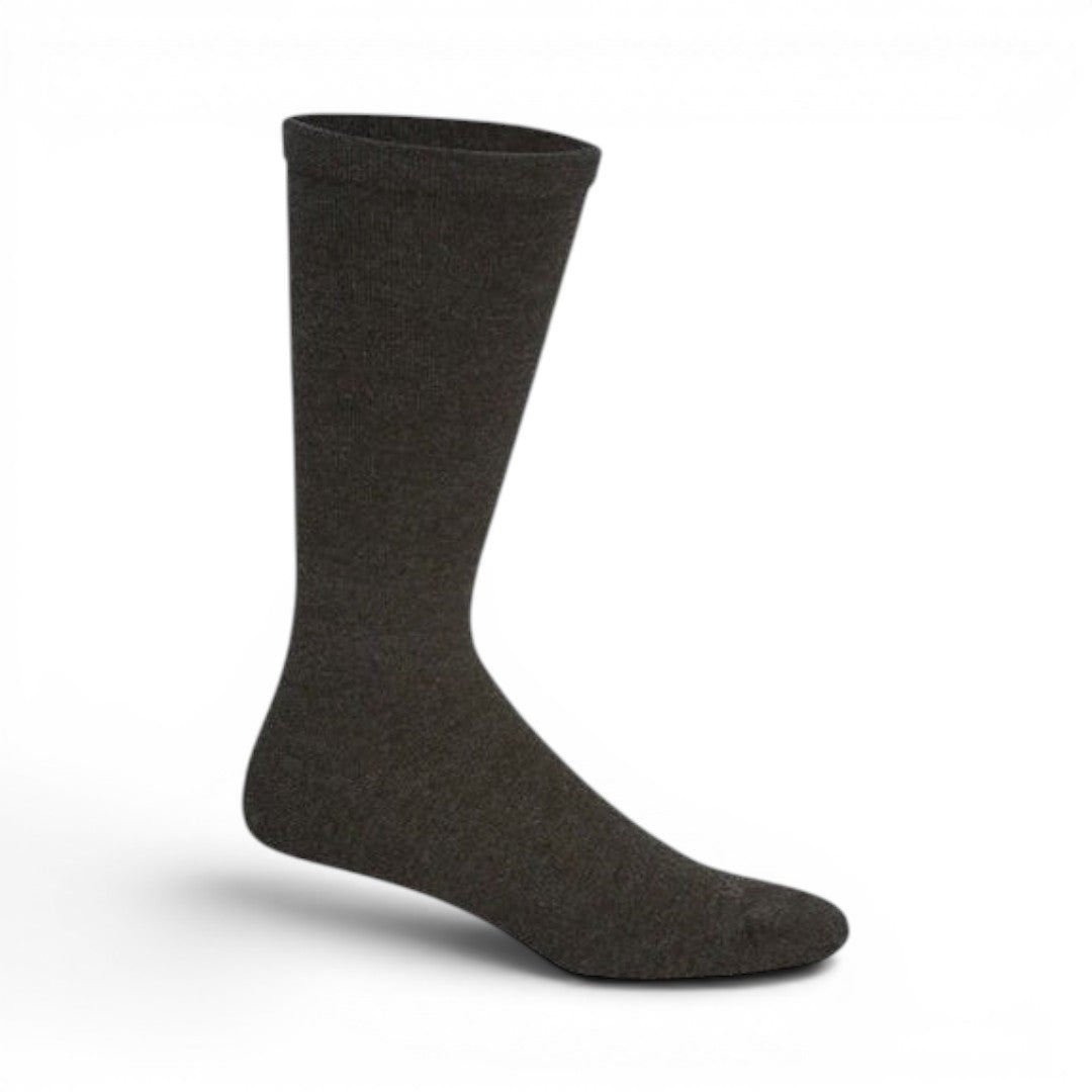 The Happy Shoe Shop Pussyfoot Non-Tight Health Socks in charcoal grey, made from bamboo, cotton, and spandex blend with loose cuff.