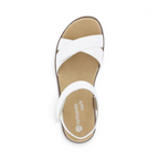 The Happy Shoe Shop Remonte D2049 white leather sandals with adjustable straps and cushioned insole top view