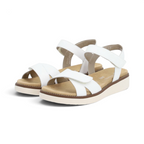 The Happy Shoe Shop Remonte D2049 white leather sandals with adjustable hook-and-loop straps and cushioned footbed