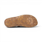 The Happy Shoe Shop Josef Seibel Rosalie 42 sandal showing the brown flexible sole with decorative floral engraving