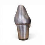 The Happy Shoe Shop Le Sansa Carly rose gold leather block heel dress shoe, back view