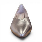 The Happy Shoe Shop Le Sansa Carly rose gold leather pointed toe block heels for formal occasions.