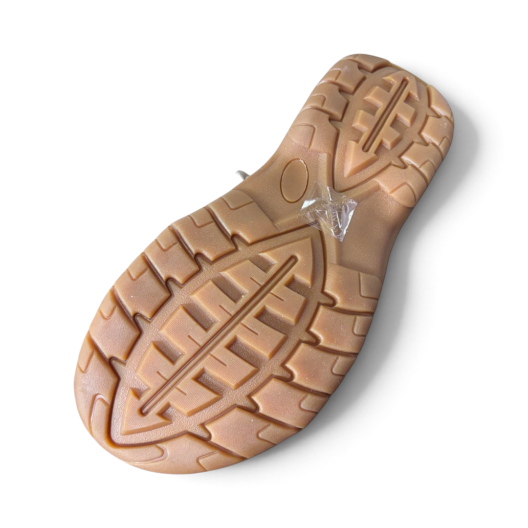 The Happy Shoe Shop Thomas Cook Activate sandal showing the durable brown rubber treaded sole for outdoor grip.