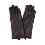 The Happy Shoe Shop Thomas Cook womens chocolate brown soft leather gloves with wool blend lining.