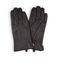 The Happy Shoe Shop Thomas Cook men's chocolate brown leather gloves with wool blend lining.