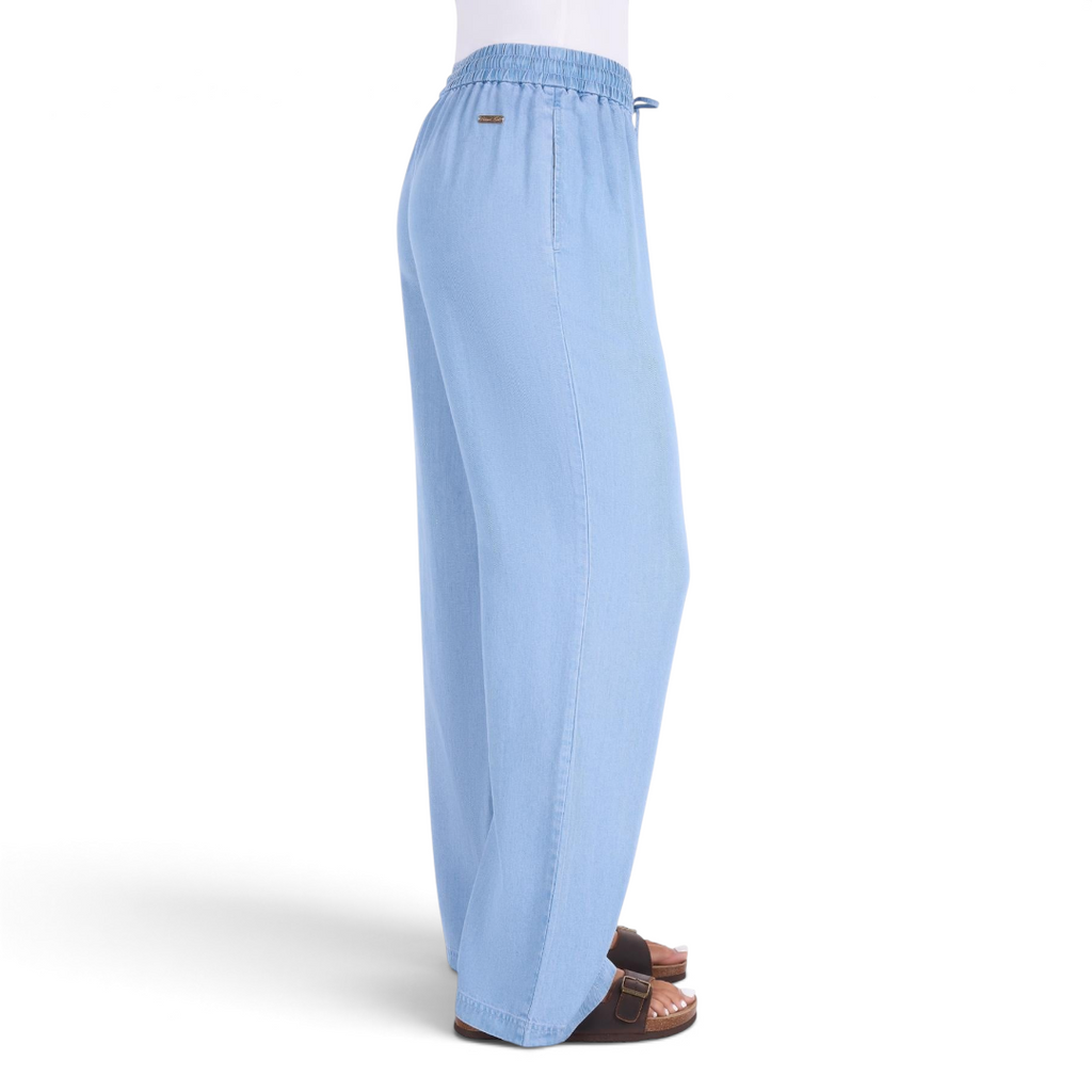 The Happy Shoe Shop Thomas Cook Clara light blue lyocell wide leg pants with elasticated drawstring waist