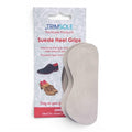 The Happy Shoe Shop Trimsole suede heel grips in beige for preventing shoe slippage and blisters in closed-heel footwear.