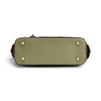 The Happy Shoe Shop Vendula London Flower Shop grab bag base showing olive green vegan leather and four gold feet.