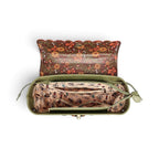 The Happy Shoe Shop Vendula London Flower Shop Grace Bag interior view showing floral lining and zip compartments