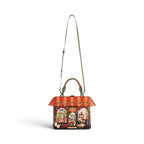 The Happy Shoe Shop Vendula London flower shop grab bag in amber with autumn-themed vegan leather artwork.