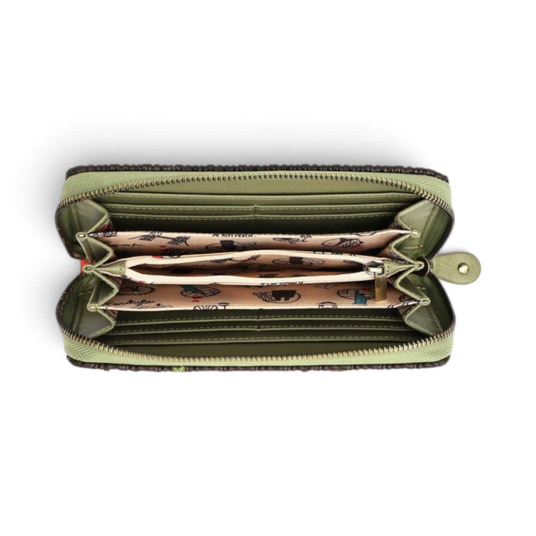 The Happy Shoe Shop Vendula London Flower Shop ziparound wallet interior with card slots, coin pocket, and note sections