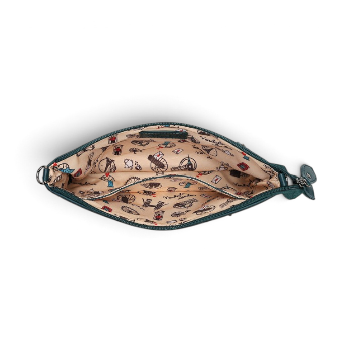 The Happy Shoe Shop Vendula London Haunted Theatre bag interior showing cream lining with iconic printed patterns