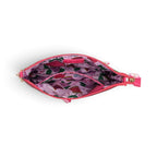 The Happy Shoe Shop Vendula London Kate bag interior showing pink fabric lining with sewing-themed print and pocket.