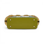 The Happy Shoe Shop Vendula London Shakespeare's Theatre Twelfth Night Grab Bag, green vegan leather base with embroidered theatre scene.