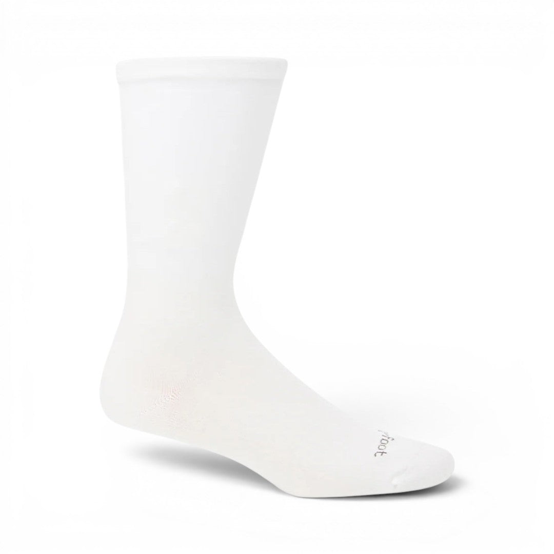 The Happy Shoe Shop white bamboo blend health socks with loose cuff and reinforced toe/heel.