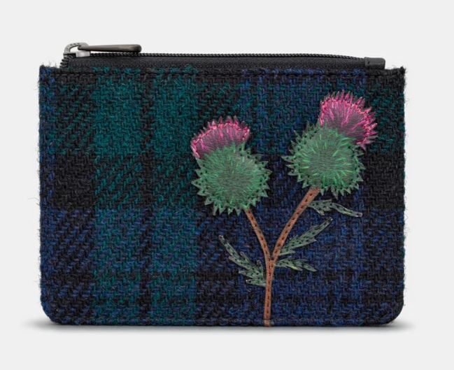 Yoshi Leather Highland Thistle Zip Top Purse Black