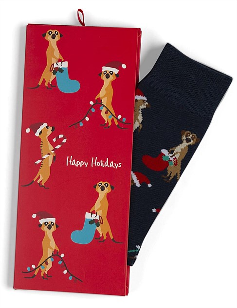 Bamboozld Mens Xmas Meerkat Sock Card