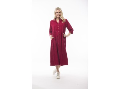 Orientique Cord Collared Dress Raspberry